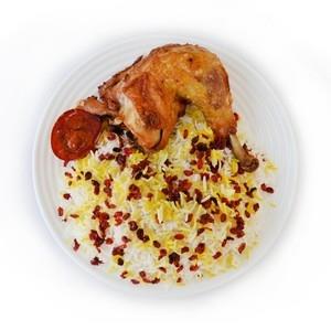 زرشک پلو با ران مرغ سس پز ۴۰۰ گرم مرغ