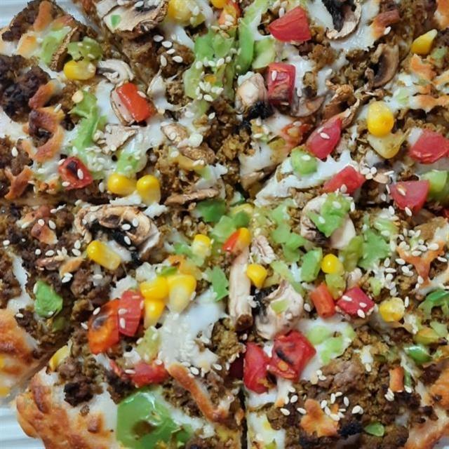 پیتزا قارچ و گوشت آمریکایی یک نفره